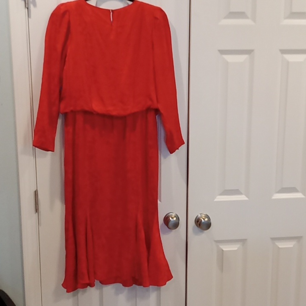 Silk Studio Women's Red Long Sleeve Dress - Picture 4 of 7